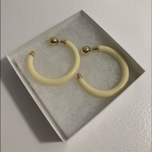Cream/Gold 2” Hoop Earrings